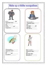 English Worksheet: Make up a riddle: occupations