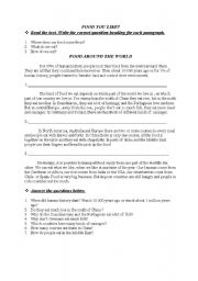 English Worksheet: FOOD YOU LIKE