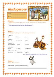 English Worksheet: Madagascar - The Movie 1/3