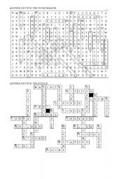 English Worksheet: Plural Wordsearch and Crossword - 6th grade 2 of 2 - ANSWERS