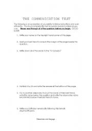English Worksheet: Communication Test - Teach your students to follow instruction