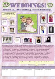 English Worksheet: WEDDINGS! - vocabulary set