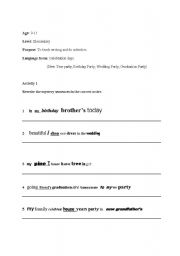 English worksheet: celebration days