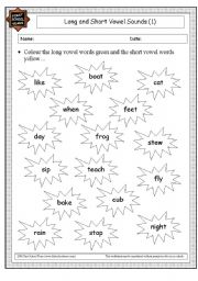 English worksheet: long and short vowel sound (i)