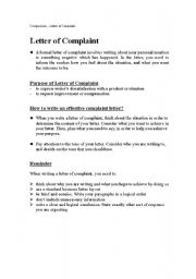 English Worksheet: Composition__letter of Complaint
