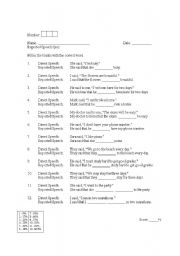 English Worksheet: Reported Speech Quiz