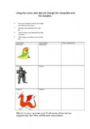 English worksheet: st george and the dragon adjectives