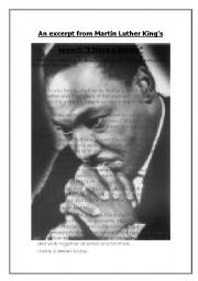 English Worksheet: MLK part I - An excerpt from Martin Luther Kings   