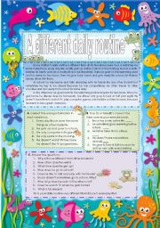 English Worksheet: A different daily routine