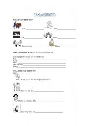 English Worksheet: CAN and SHOULD