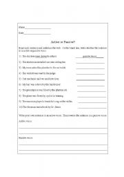 English worksheet: Active or Passive Verbs