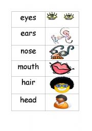 English Worksheet: Face Parts - Memory Game 