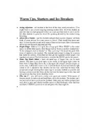 English Worksheet: Warm Up Activities
