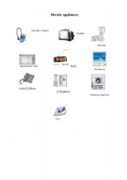 English worksheet: Electric Appliances pictures