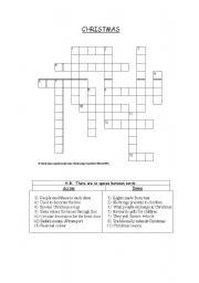 English worksheet: Christmas crosswords