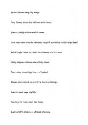 English worksheet: Christmas tongue twisters