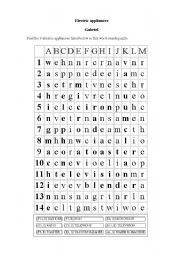 English worksheet: Electric appliances word puzzle 
