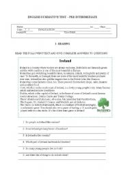 English Worksheet: TEST: City life, Ireland, Passive - Present and Past Simple, connectors
