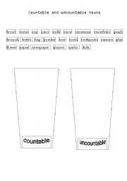 English Worksheet: countable and uncountable nouns