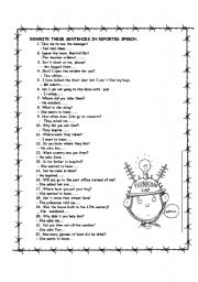 English Worksheet: REPORTED SPEECH