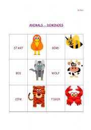 English Worksheet: aNiMaLs DoMiNoEs