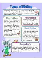 English Worksheet: Types of Writing