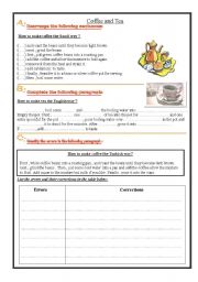 English Worksheet: Coffee and Tea - Writing