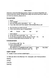 English worksheet: Needs Analysis