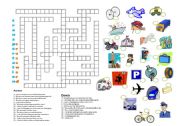 English Worksheet: Transportation Crossword