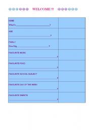 English worksheet: ice-breaker INTERVIEW CHART