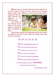 English Worksheet: mothers day