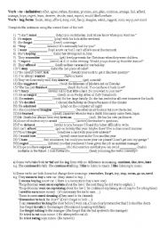 English Worksheet: Using the Gerund and the infinitive