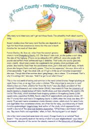 English Worksheet: Junk Food County - reading comprehension