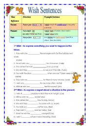 English Worksheet: Wish Sentences