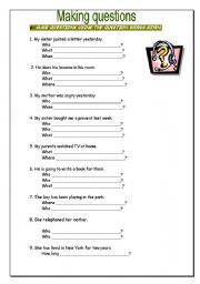 English Worksheet: making questions