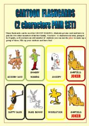 CARTOON FLASHCARDS (PAIRS SET) 31 characters/3 PAGES