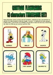 CARTOON FLASHCARDS (THREESOME SET) 33 characters/ 4 PAGES