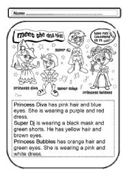 English Worksheet: Having fun colouring us in!