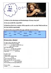 English Worksheet: If I were a boy - song by Beyonce