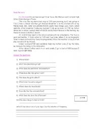 English Worksheet:  The Present Simple - Read and Answer