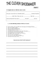 English worksheet: THE CLEVER SHOEMAKER - literature ws