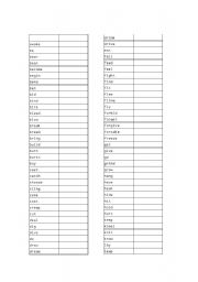 English worksheet: Irregular verbs