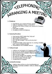 English Worksheet: TELEPHONING, ARRANGING A MEETING...