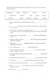 English worksheet: vocabulary exercise