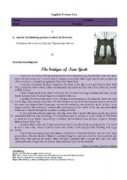 English Worksheet: Test - Brides of New York