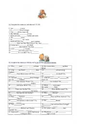 English worksheet: verb to be 