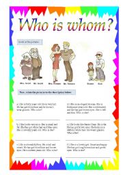 English Worksheet: Who is whom?