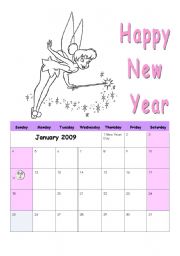English worksheet: My calendar for 2009