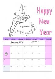 English Worksheet: My calendar for 2009