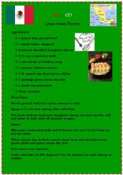 English Worksheet: Recipes...(from Europe (France), Asia (Thailand), Africa (Nigeria), and America (Mexico)